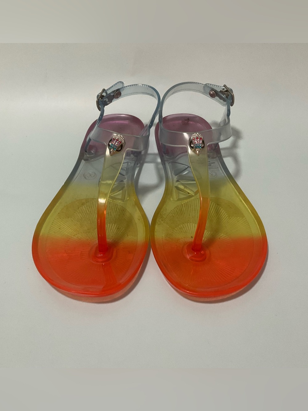 Kurt Geiger Mini Maddison Rainbow Jelly Sandals Ankle Strap Size 2 Big Kids